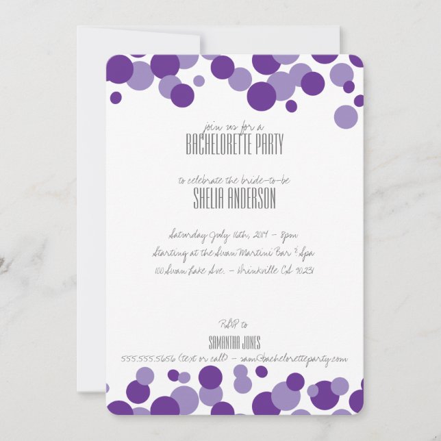 Invitations de la fête des bulles violettes (Devant)