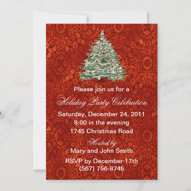 Invitations de la fête des fêtes Arbre Rouge (Devant)