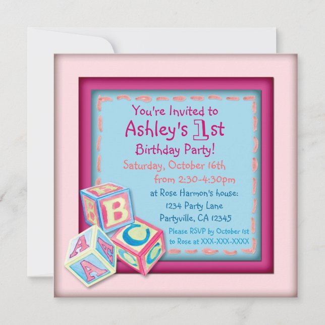Invitations de la fête des filles pour le premier  (Devant)