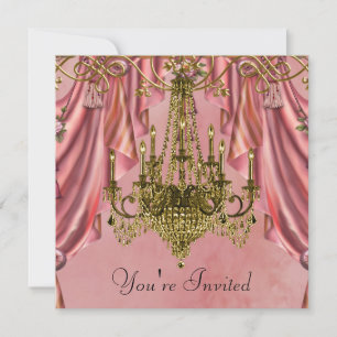 Invitations de la fête des lustres roses et or