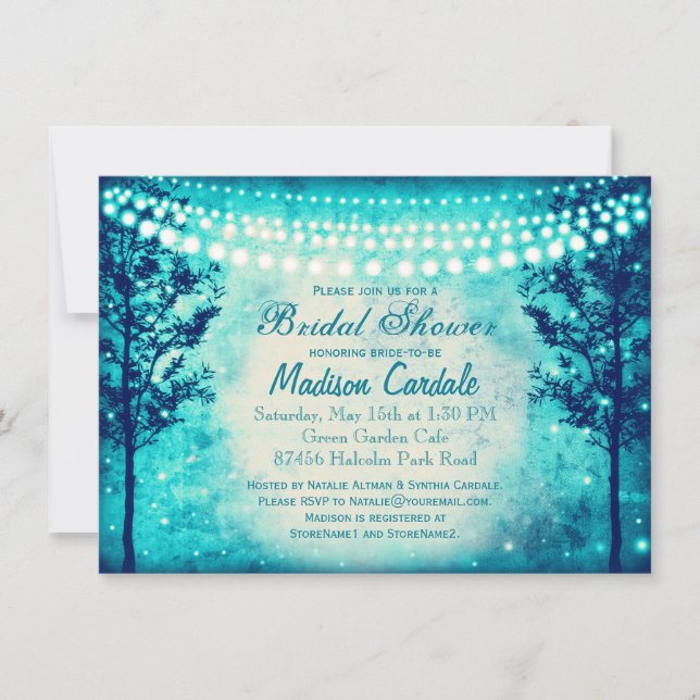 Invitations de la Fête des mariées Aqua Tree (Devant)