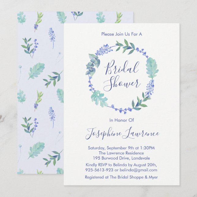 Invitations de la Fête des mariées de germes flora (Devant / Derrière)