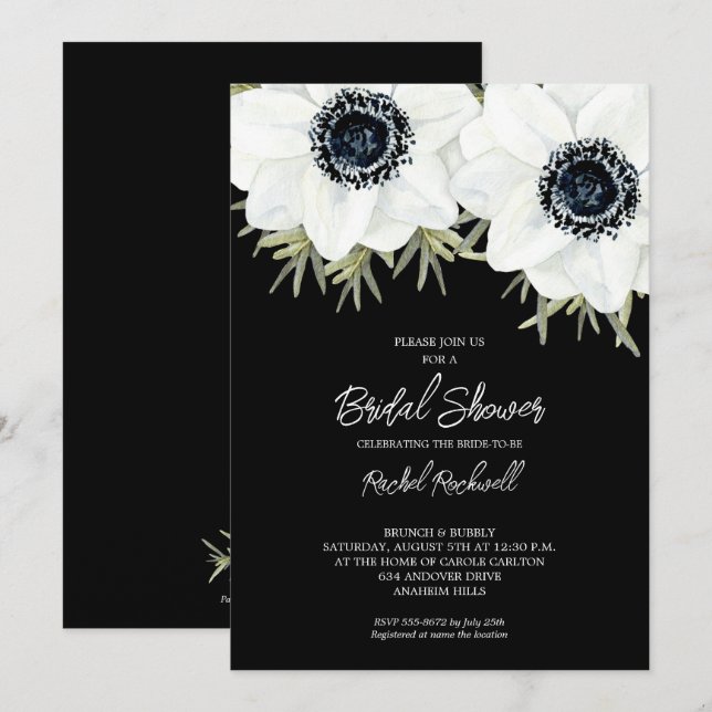 Invitations de la Fête des mariées florale des ané (Devant / Derrière)