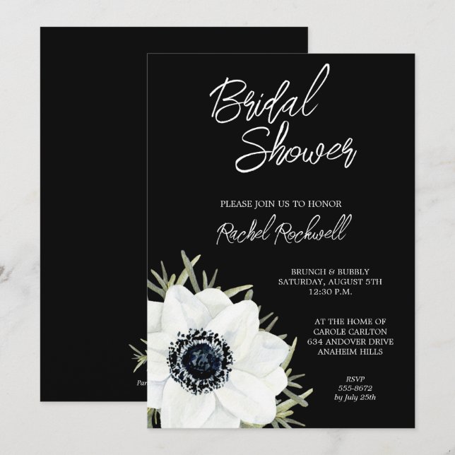 Invitations de la Fête des mariées florale des ané (Devant / Derrière)