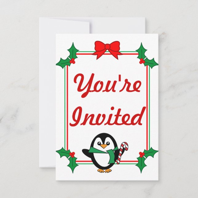Invitations de la fête des pingouins de vacances (Devant)