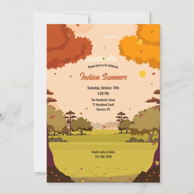 Invitations de la fête d'été indienne (Devant)