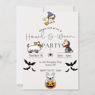 Invitations de la fête d'Halloween chien