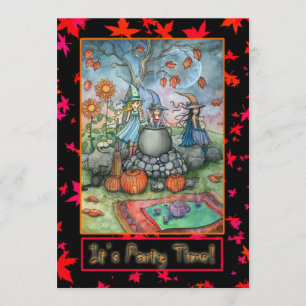 Invitations de la fête d'Halloween Petite sorcière
