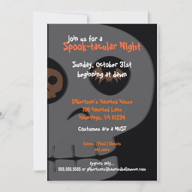 Invitations de la fête d'Halloween taculaire (Devant)