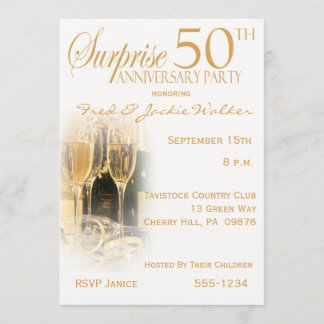 Invitations de la fête du 50e anniversaire surpris