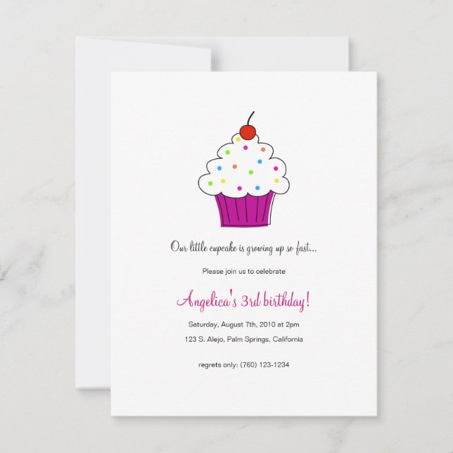 Invitations de la fête du Cupcake (Devant)