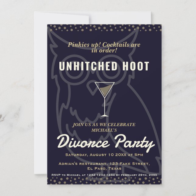 Invitations de la fête du divorce : Des sabots. Hu (Devant)