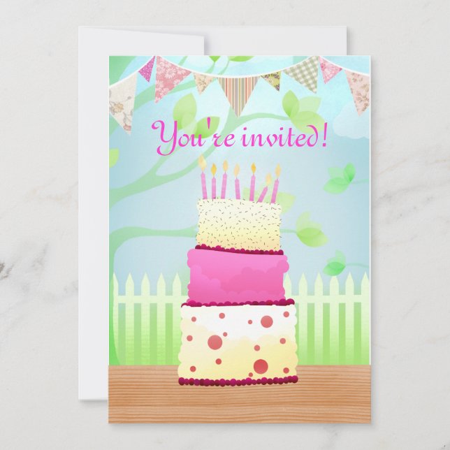 invitations de la fête du gâteau d'anniversaire (Devant)