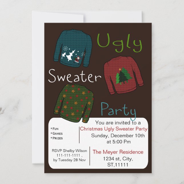 Invitations de la fête du pull moche Noël (Devant)