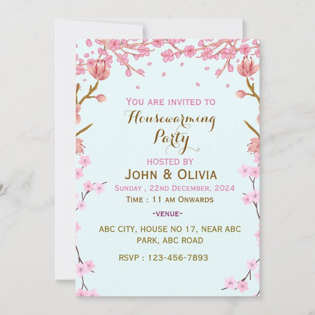 Invitations de la Fête du réchauffement du foyer (Devant)