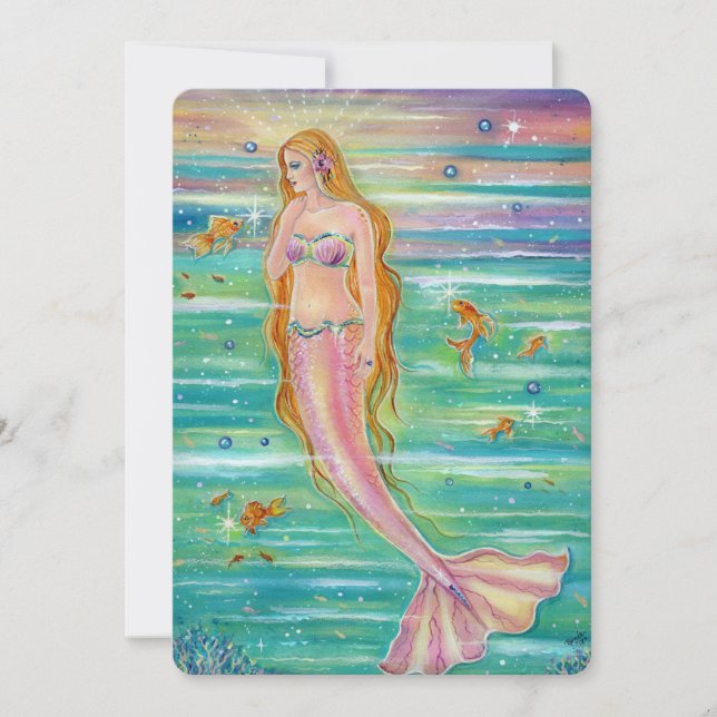 Invitations de la fête du sirène de mer du coucher (Devant)