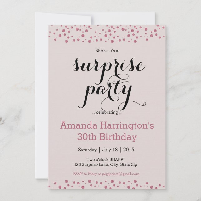 Invitations de la fête surprise de Parties scintil (Devant)