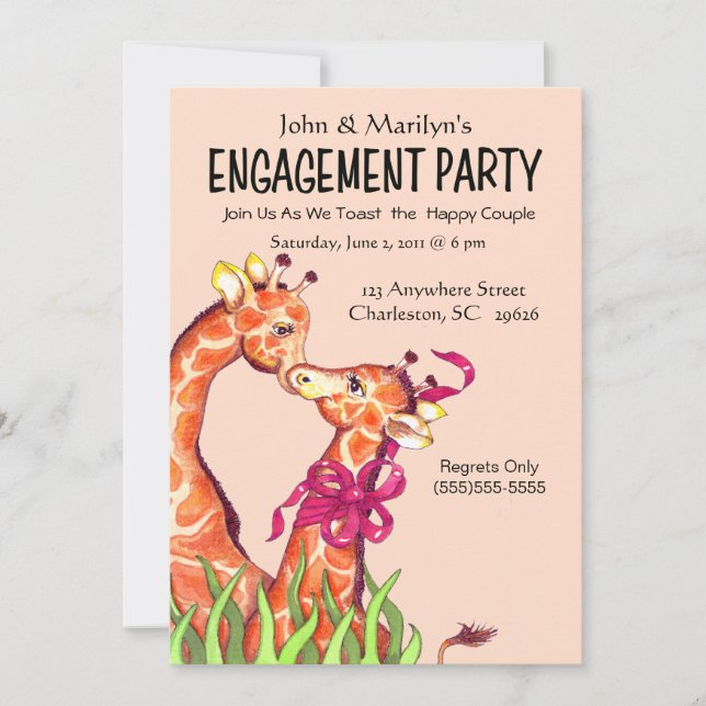Invitations de la Giraffe Engagement Party (Devant)