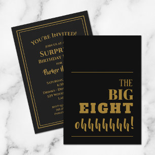 Invitations de la grande 80 Black Gold Birthday Pa