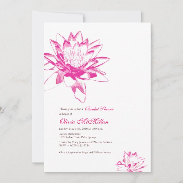 Invitations de la Lily de l'eau (Devant)