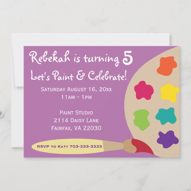 Invitations de la Palette Art Party - violet (Devant)