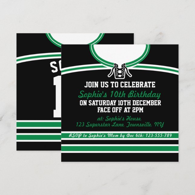 Invitations de la partie à thème de Hockey Jersey  (Devant / Derrière)