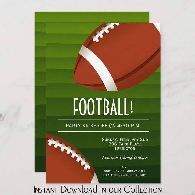 Invitations de la partie américaine de football Bo (American Football Bowl Game Party Invitations (INSTANT DOWNLOAD available in our collection))