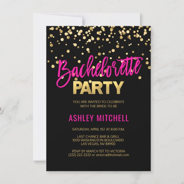 Invitations de la partie de bachelorette rose CHAU (Devant)