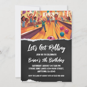 Invitations de la partie de bowling cool