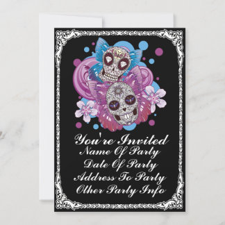 Invitations de la partie de crâne de sucre papillo