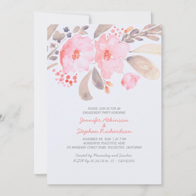 Invitations de la partie de fiançailles florales (Devant)