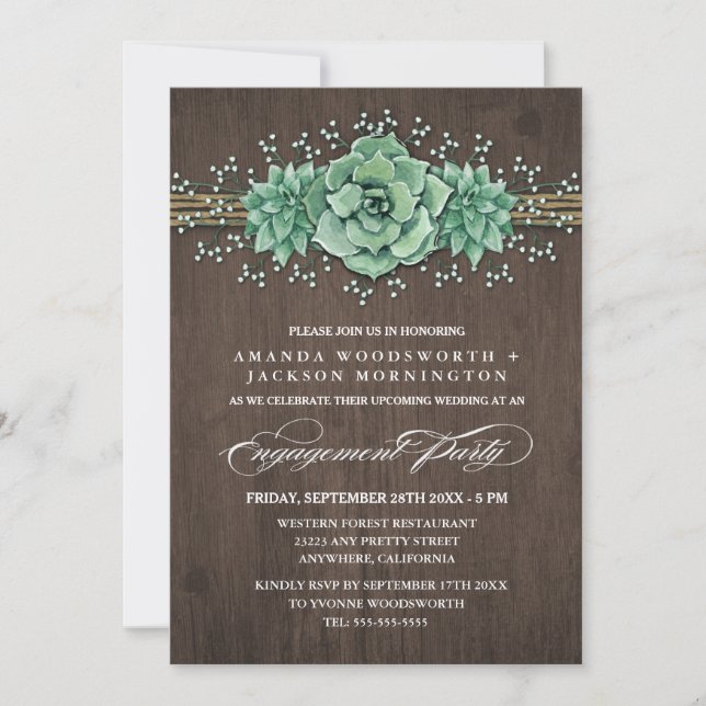 Invitations de la partie de l'engagement rustique  (Devant)