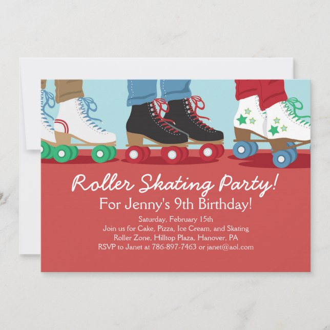 Invitations de la partie de patin à roulettes (Devant)