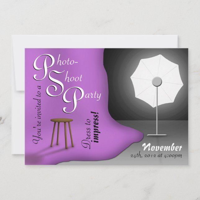 Invitations de la partie de photos violet (Devant)