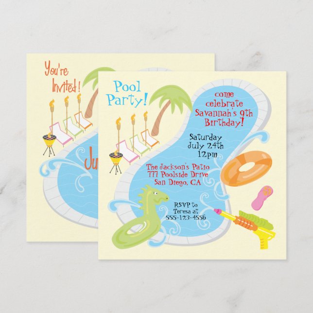Invitations de la partie de pool rétro (Devant / Derrière)
