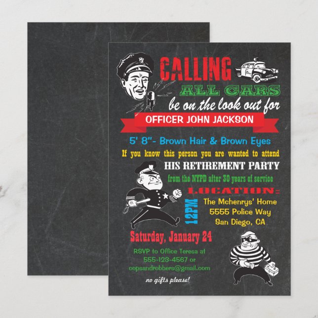 Invitations de la partie de retraite de la police  (Devant / Derrière)