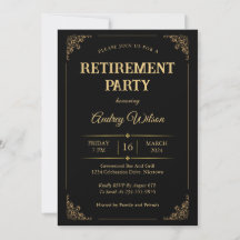 Invitations de la partie de retraite Elégant Black