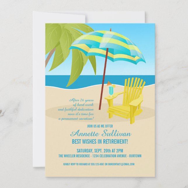 Invitations de la partie de retraite tropicale (Devant)