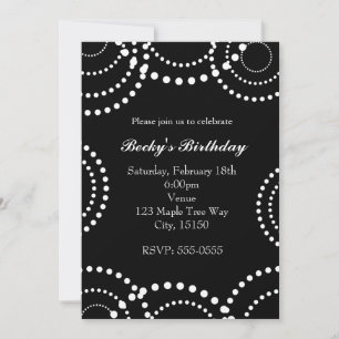 Invitations de la partie de tourbillon noir et bla