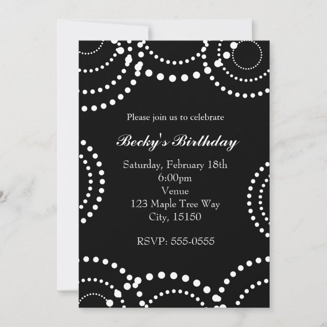 Invitations de la partie de tourbillon noir et bla (Devant)