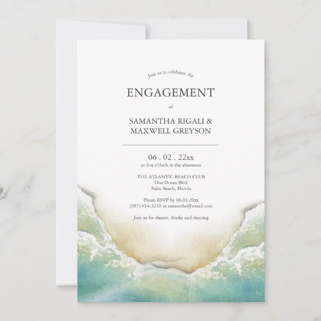 Invitations de la partie d'engagement Aquarelle Ri (Devant)