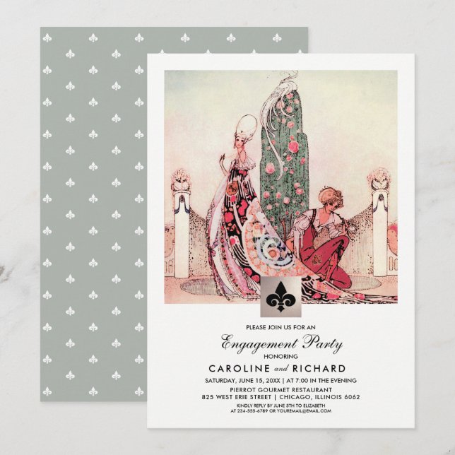 Invitations de la partie d'engagement de l'art Vin (Devant / Derrière)