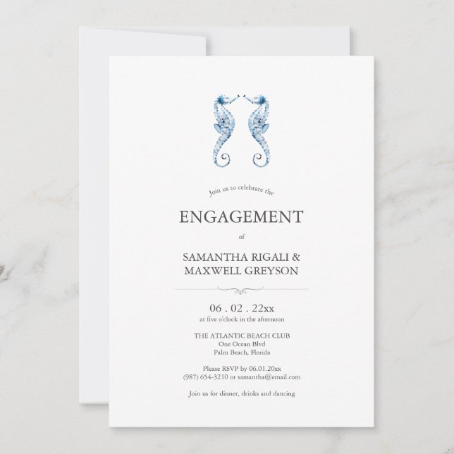 Invitations de la partie d'engagement de plage Blu (Devant)