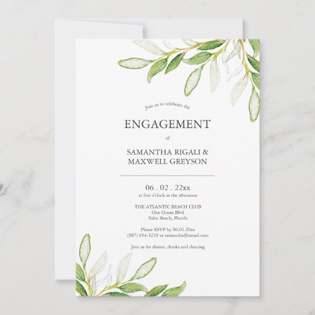 Invitations de la partie d'engagement des Feuilles (Devant)