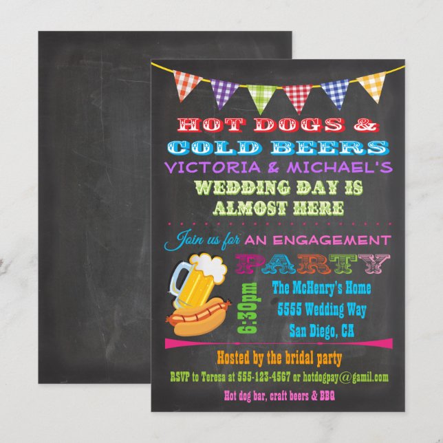 Invitations de la partie d'engagement du barbecue  (Devant / Derrière)