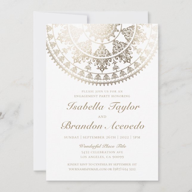 Invitations de la partie d'engagement élégante Gol (Devant)