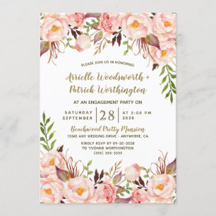 Invitations de la partie d'engagement Gold Blush P