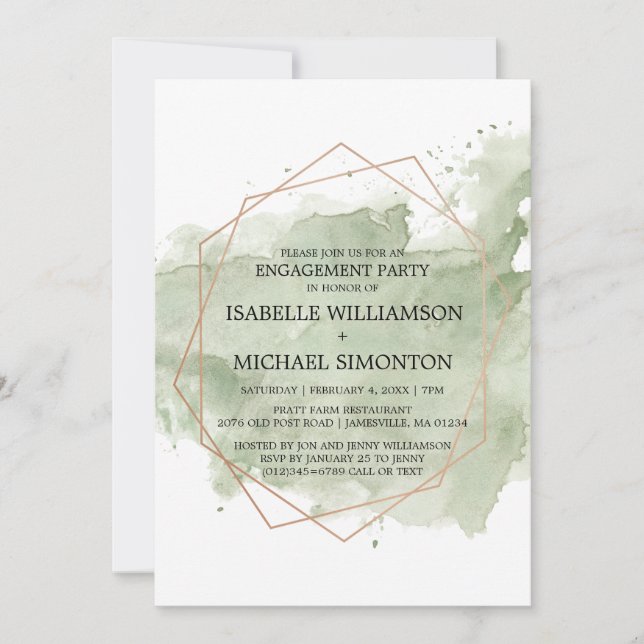 Invitations de la partie d'engagement Green Waterc (Devant)
