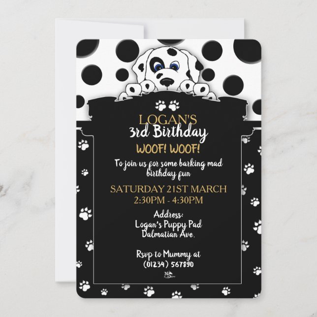 Invitations de la partie des chiots de Dalmatie (Devant)