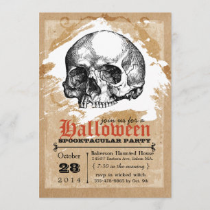Invitations de la partie Halloween à crâne Déplais